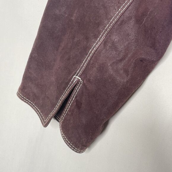 Y2K Purple Leather Jacket Women’s L Moto Biker Grunge Faux Fur Collar Leather - Picture 9 of 13